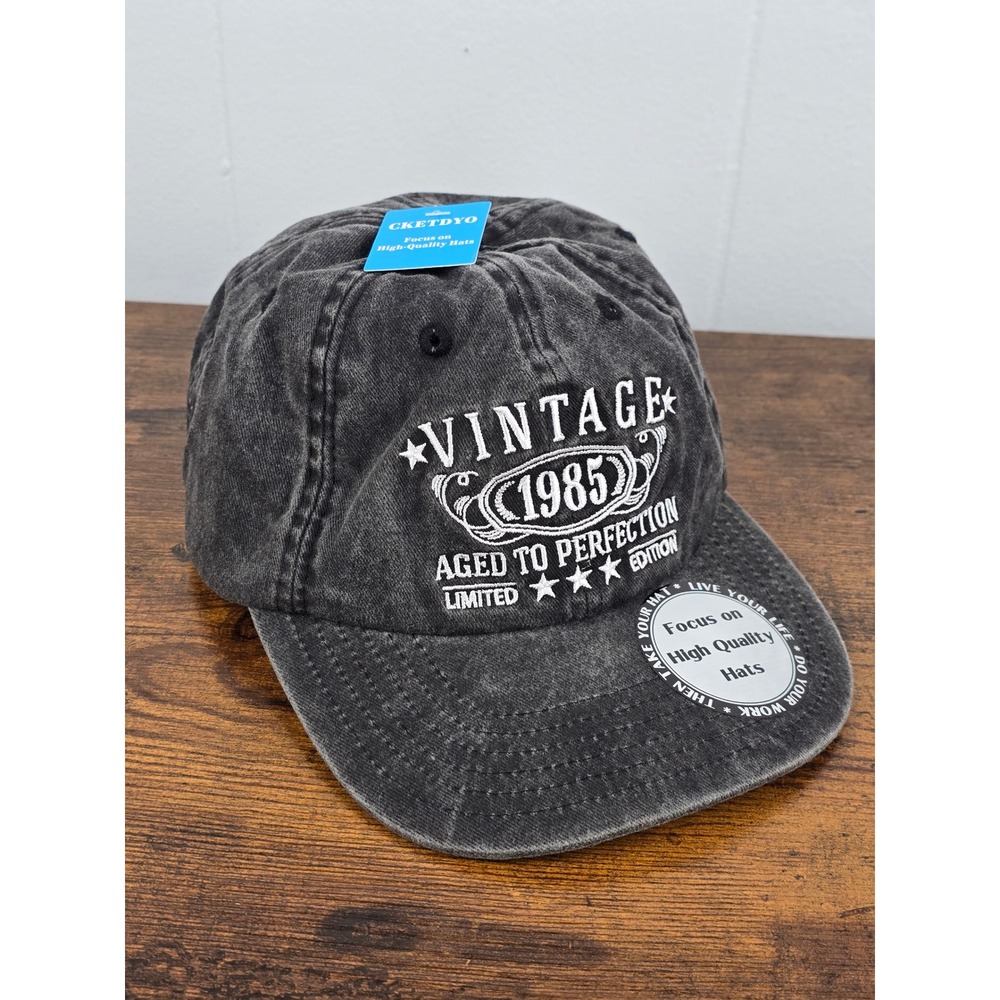 1985 Aged to Perfection Baseball Cap Washed Black NWT